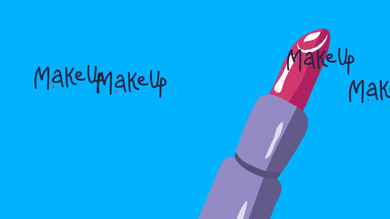 animación de texto de maquillaje sobre lápiz labial rosa