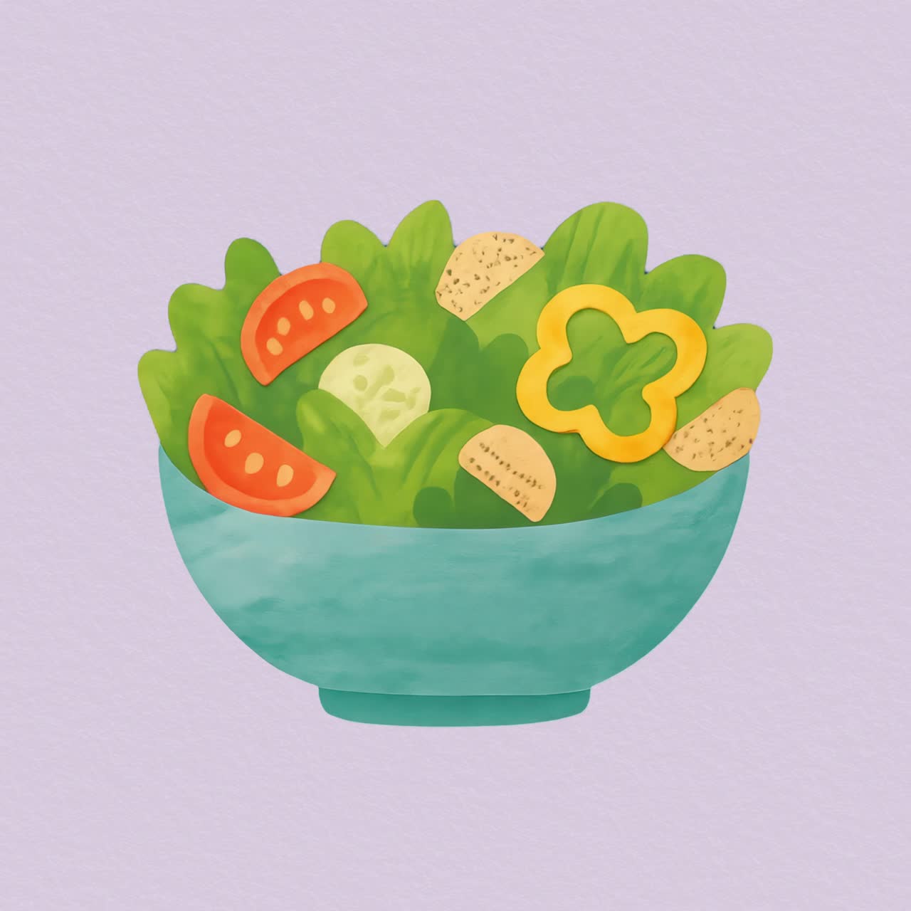 Colorful fresh salad illustration animation isolated asset, transparent 4K video, alpha channel