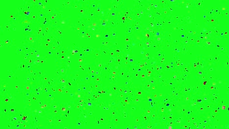 colorful confetti falling down slowly on green screen chroma key animation