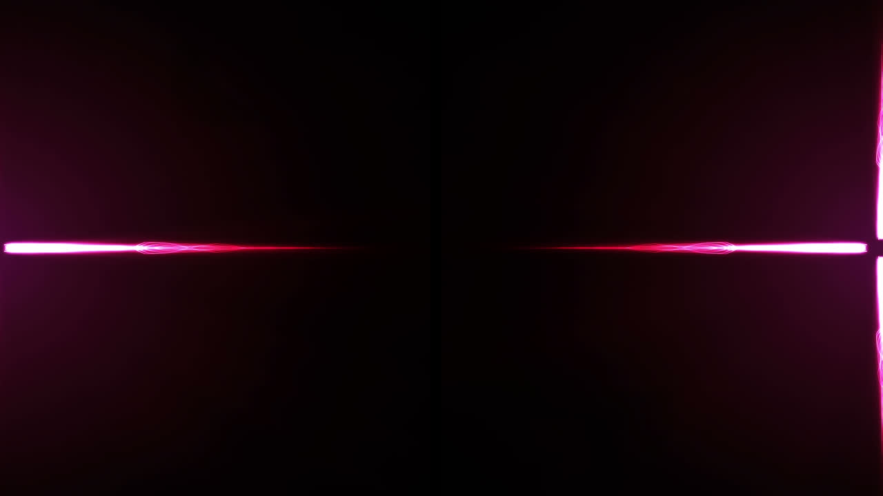 animación de una corriente de energía rosada brillante que se mueve desde el centro en ondas hacia la izquierda y la derecha, en negro