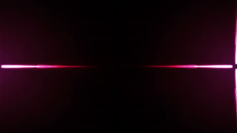 animation of glowing pink energy current moving from centre in waves to left and right, on black