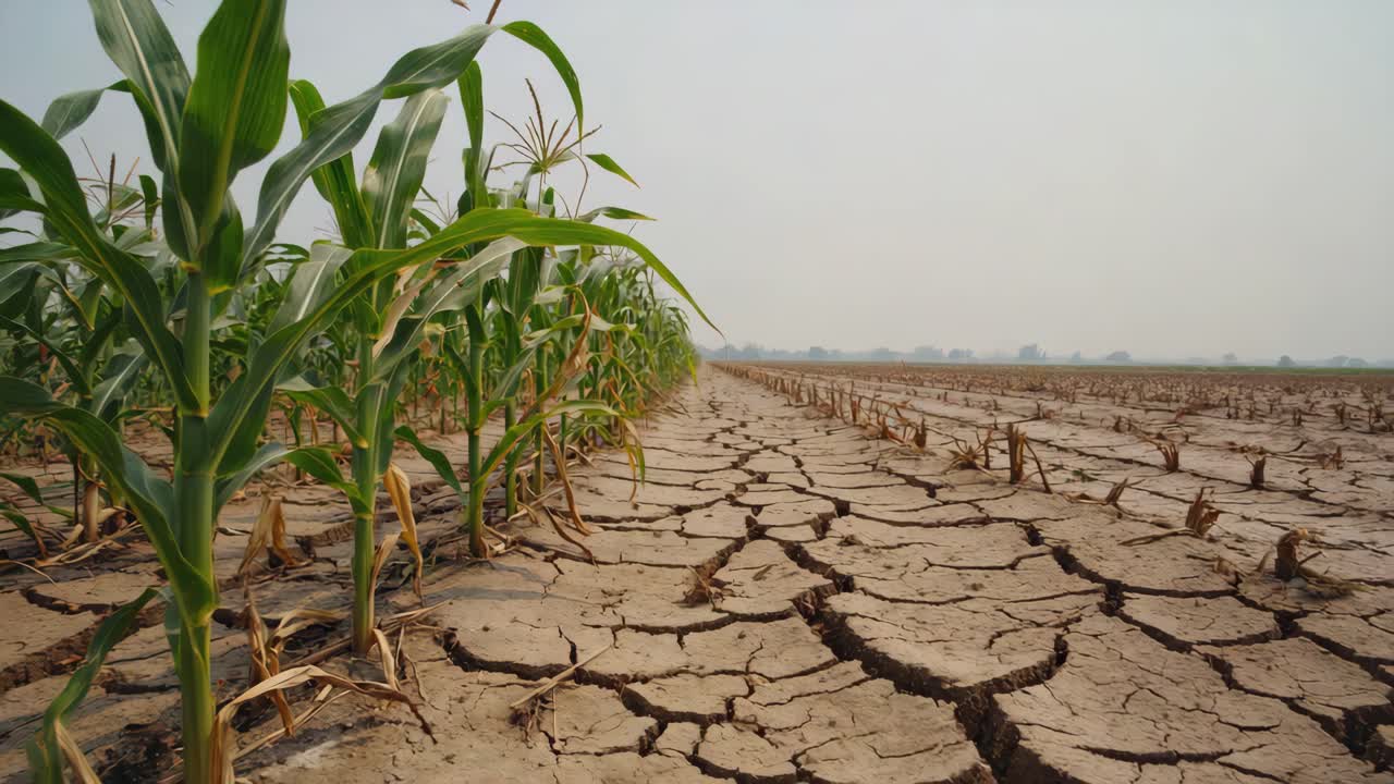 Drought-stricken corn field