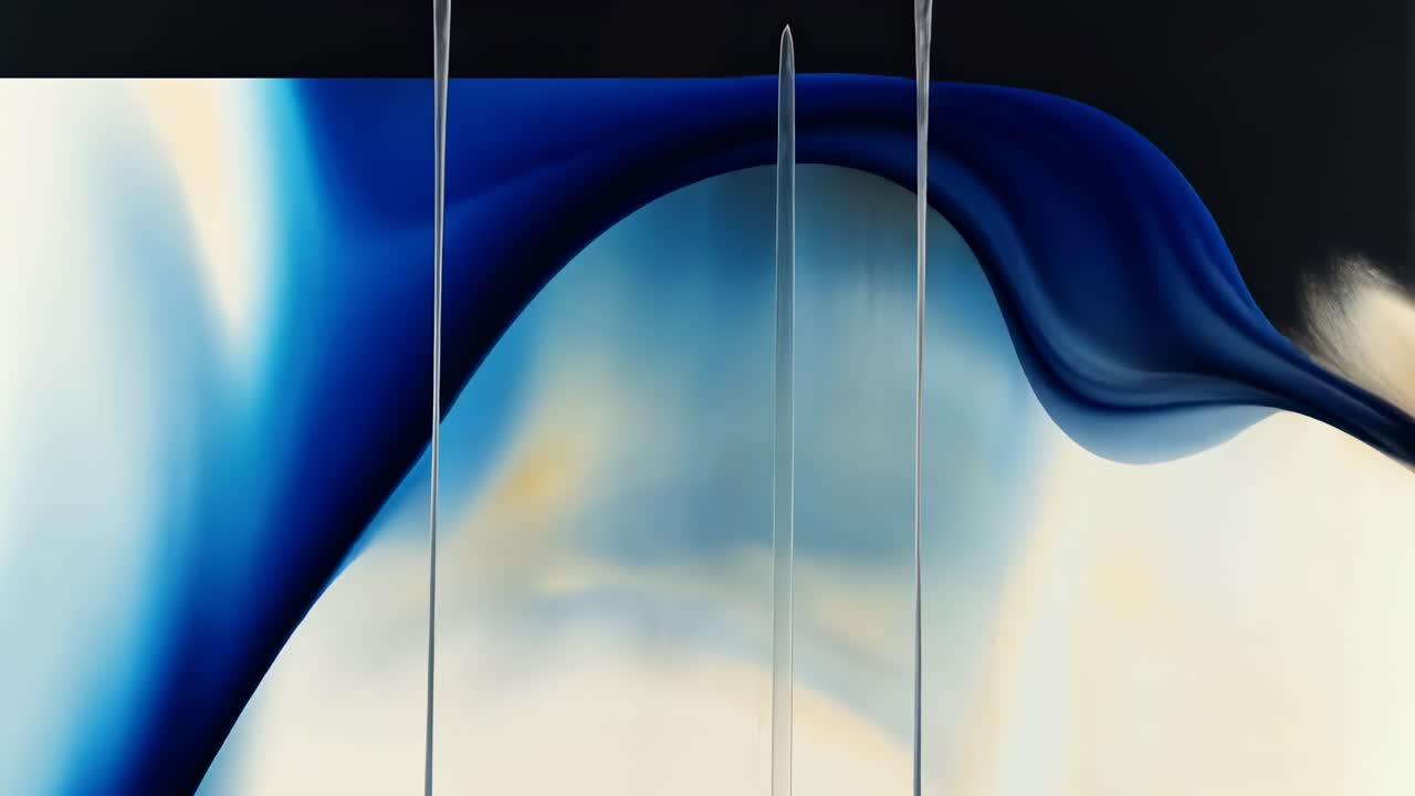 Abstract video still with a gradient of dark to light blue hues, resembling a cosmic scene
