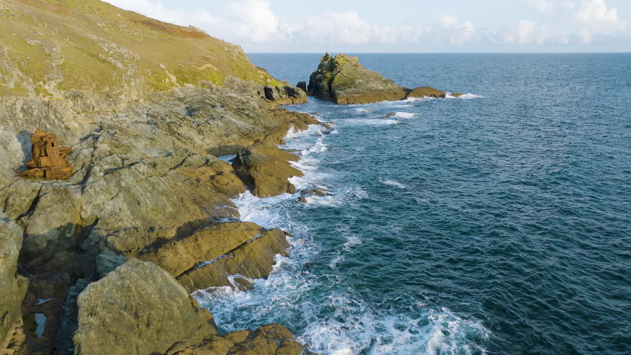 Coastal Cliffs and Rocky Shore with Waves