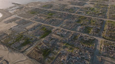 aerial landscape of villa epecuén, haunting ghost town after 25 years underwater