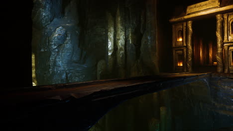 old stone bridge in underground world