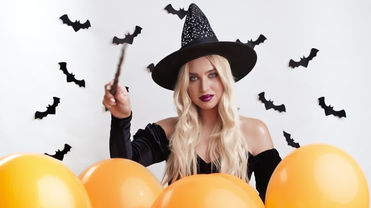 el retrato del disfraz de halloween de la bruja