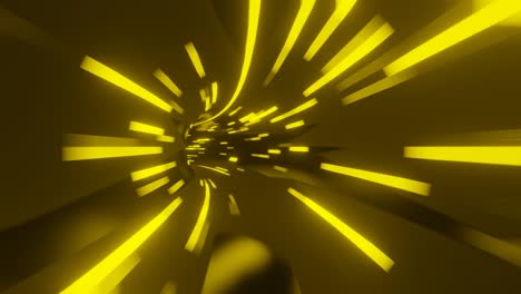 fast movement inside round tunnel with yellow lights. simple seamless looped motion graphic animated background