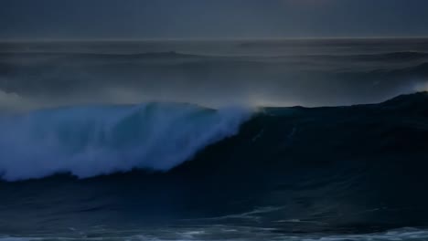 powerful night waves at moonlight