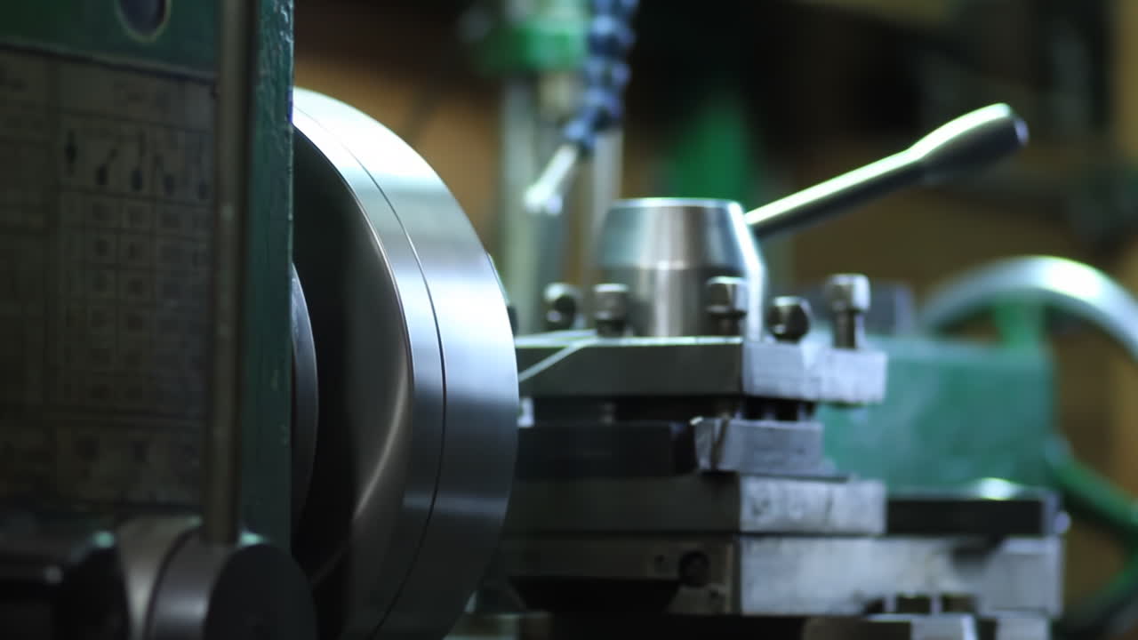 Professional engineer metalworker industrial experienced operator technician worker Skilled machinist working intently on a large industry in metal factory workshop with Large Machines