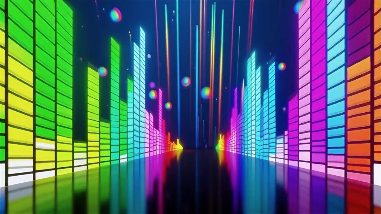 Futuristic Rainbow Neon Music Equalizer Visualizer Background