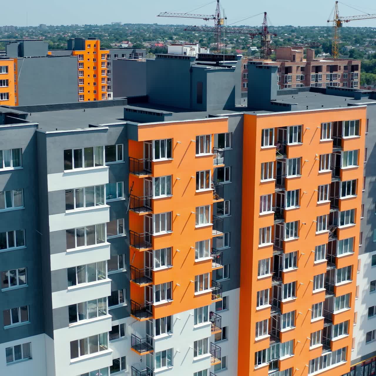 High cityscapes architecture buildings. Aerial view of residantial modern exterior
