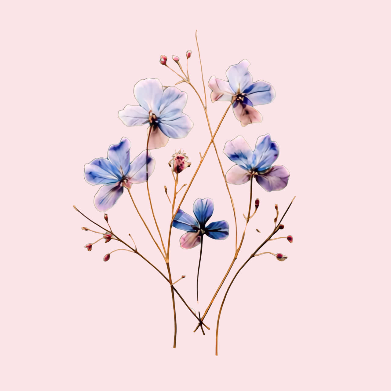 Elegant floral design animation isolated asset, transparent 4K video, alpha channel, ProRes 4444