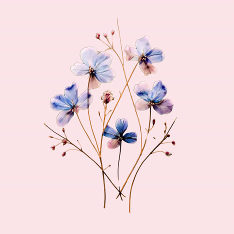 Elegant floral design animation isolated asset, transparent 4K video, alpha channel, ProRes 4444