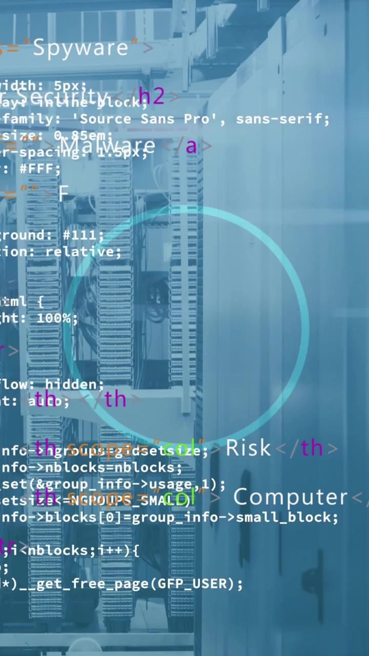 Animation of round shape in seamless pattern and data processing against computer sever room