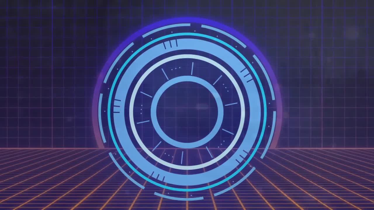 검은 바탕에 그리드 패턴으로 로딩 서클의 애니메이션