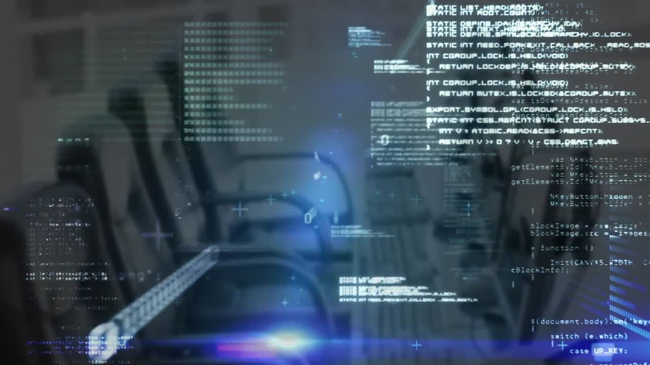 배경에서 현대 사무실에서 데이터 처리의 애니메이션