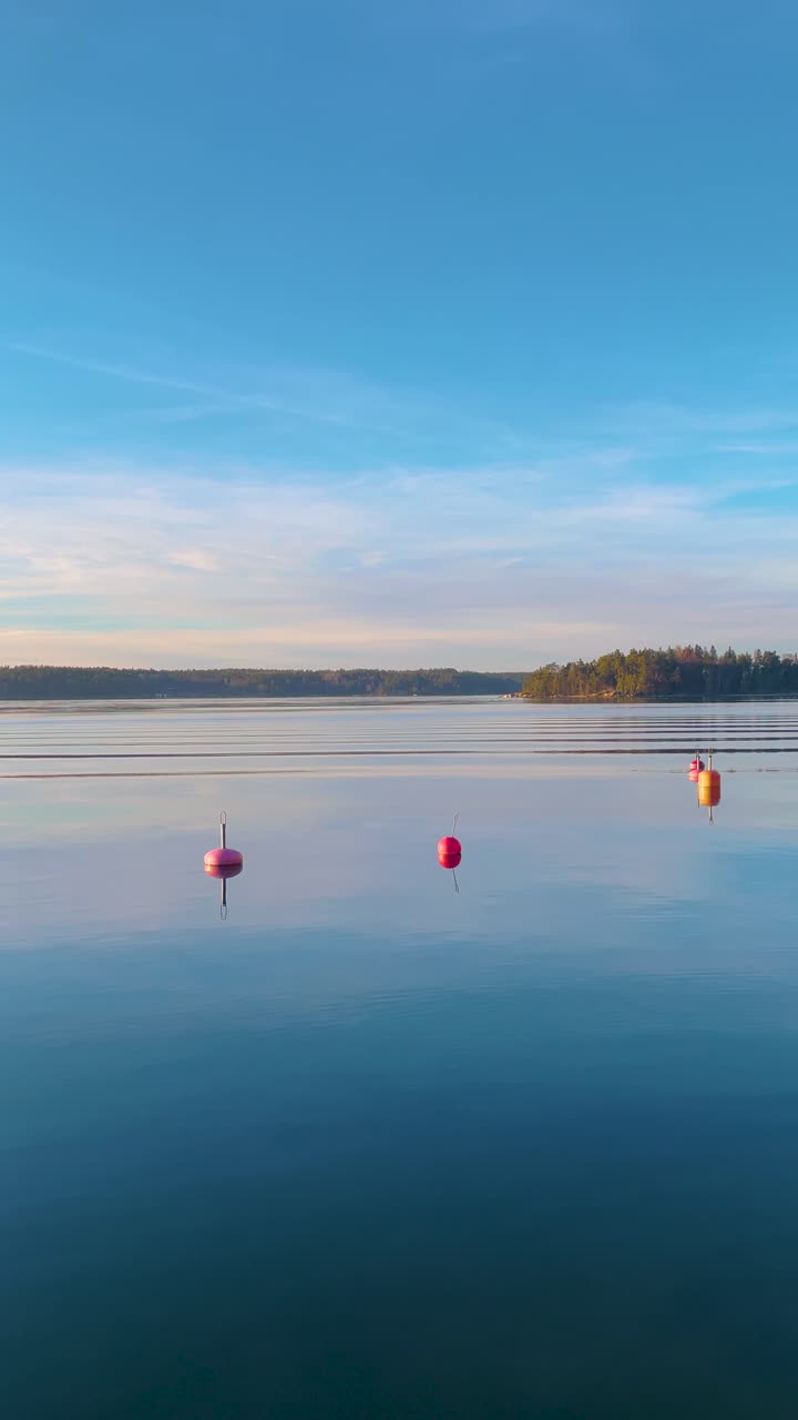 스웨덴의 스홀름 제도 (stockholm archipelago) 의 파란색 파도 물 위에 있는 수직 자연과 보이