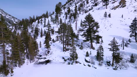 Aerial-view-ascent-of-Eagle-Lake-in-Desolation-Wilderness,-Lake-Tahoe,-California