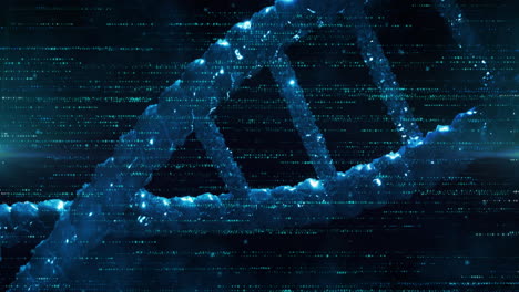 dna strand and binary coding, scientific data processing animation