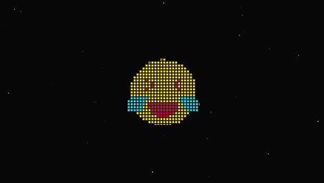 pixel smile hud holographic symbol on digital old tv screen seamless loop glitch animation. hearts. dynamic retro and joyful. colorful and vintage video footage.