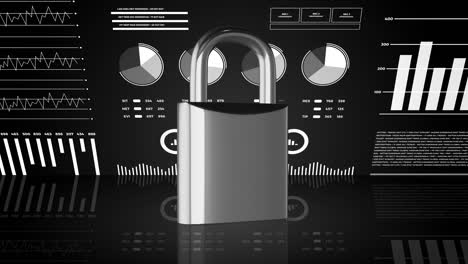 protección de datos, seguridad digital, animación con diagramas gráficos.
