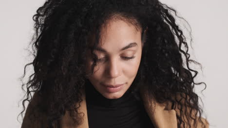 african american happy woman looking at camera.