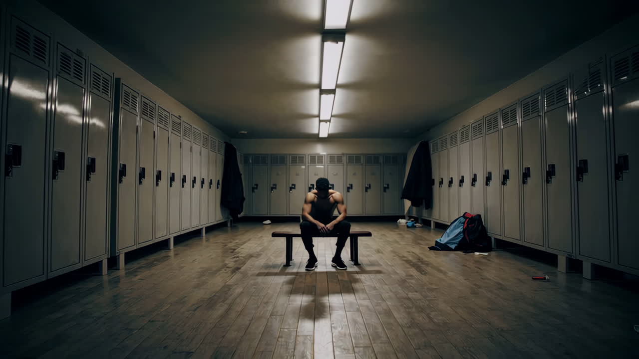 어두운 옷차림에서 혼자 앉아 있는 남자