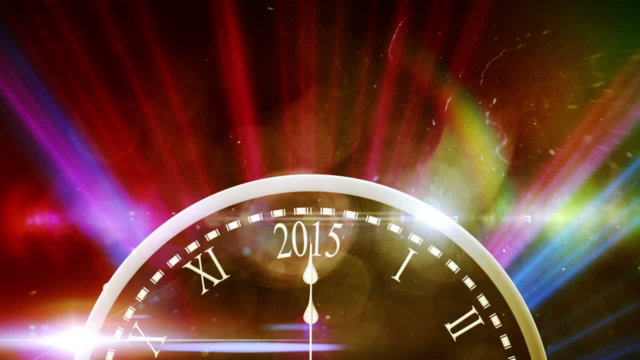 폭발하는 불꽃놀이와 함께 자정까지 카운트다운