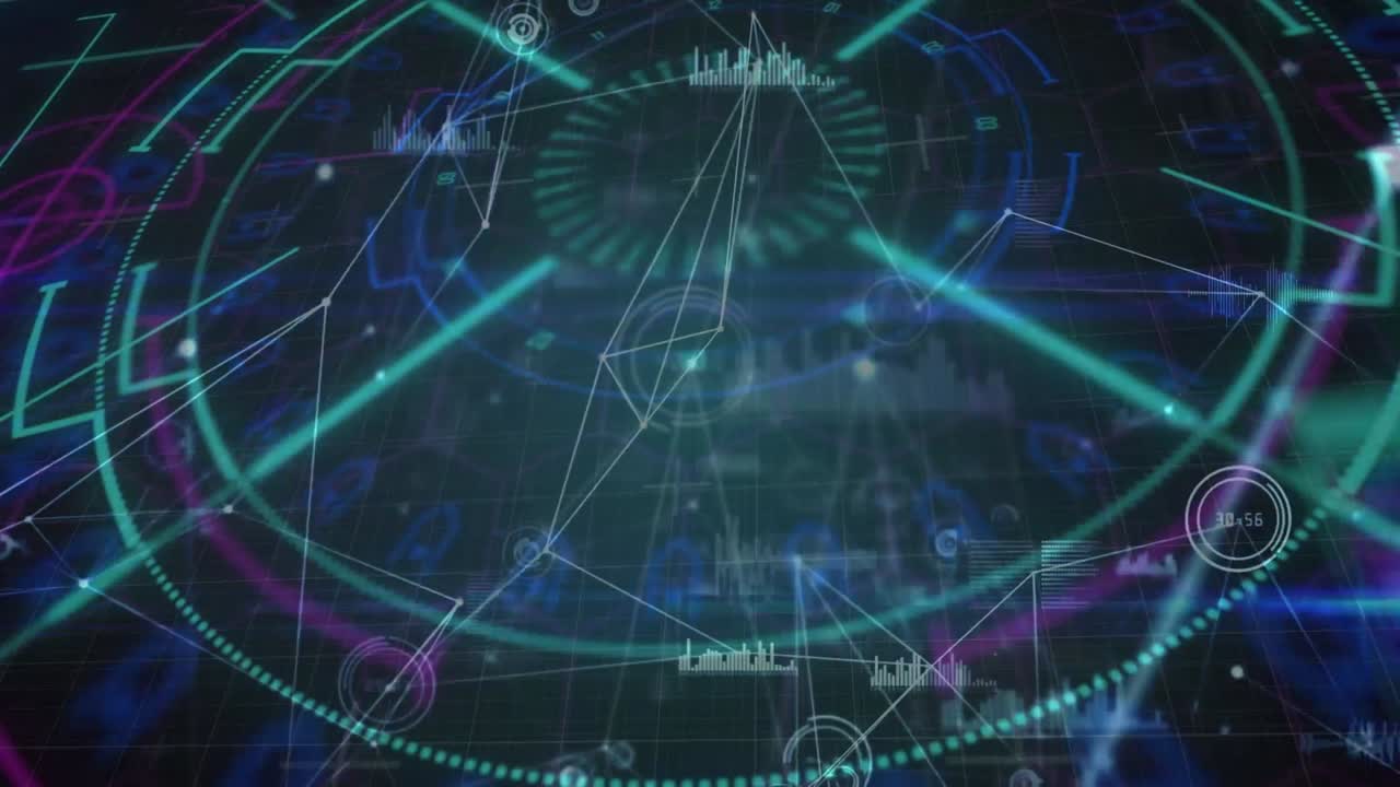 검은 바탕에 스 ⁇  스캐닝과 금융 데이터 처리의 애니메이션