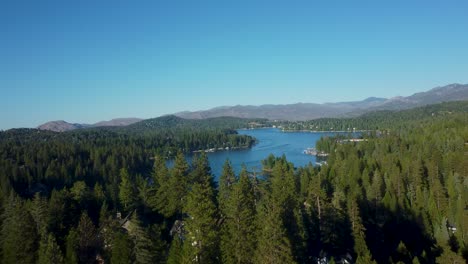 pullback on lake arrowhead in san bernardino national forest, southern california, usa