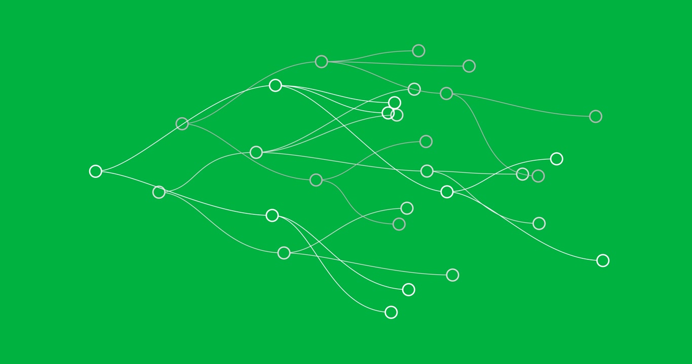 Animation of network of connections moving on transparent background