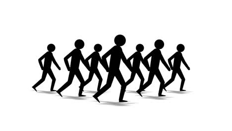 black icon mans walking to forward in teamwork of business concept.