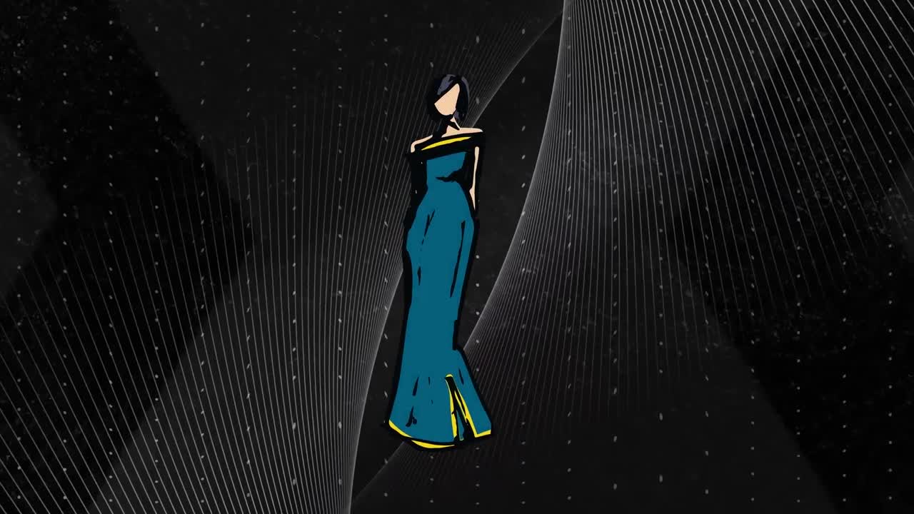 ⁇  그리드 위에 있는 패션 모델의 애니메이션