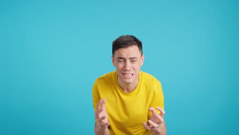 man expressing negative emotions