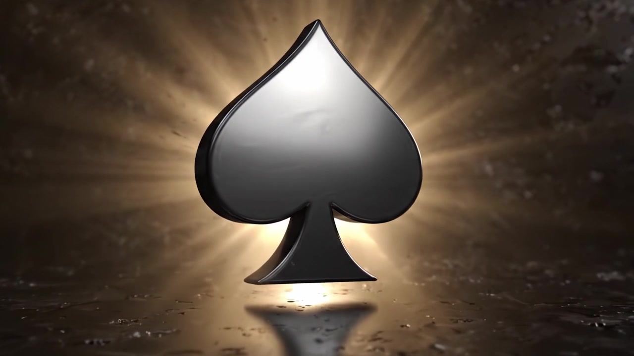 Stunning Visual Transformation: From Shadows to a Striking Black Spade Symbol Illuminated Against a Dark Background, Showcasing Elegance and Mystery
