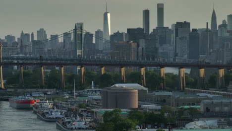 aerial view of randall's island and the manhattan skyline