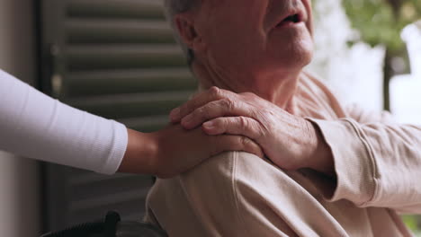 old man in wheelchair, caregiver