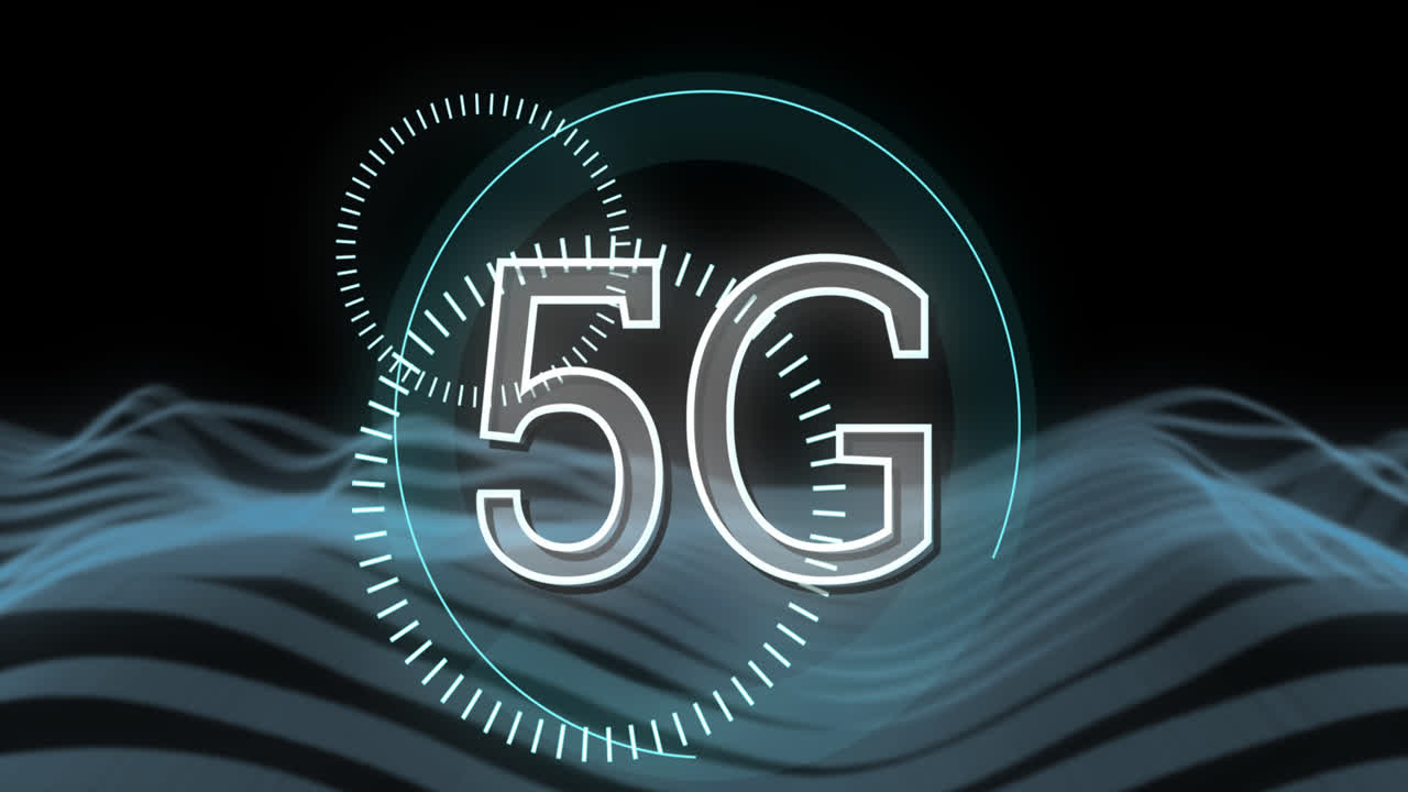 animazione di testo e forme 5g su sfondo nero