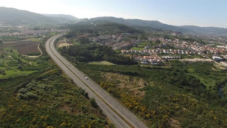 Flying-Over-Countryside-and-Country-road