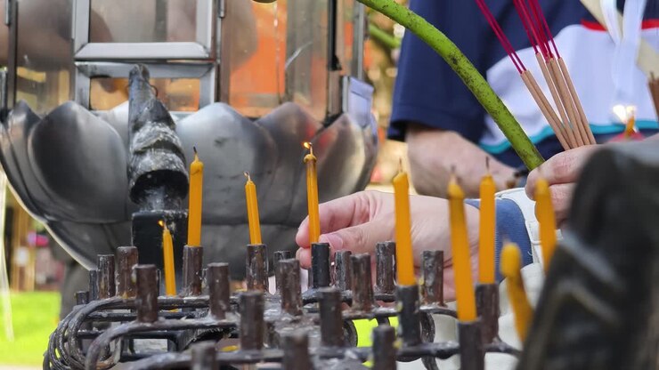 Lighting Candles in a Religious Ceremony