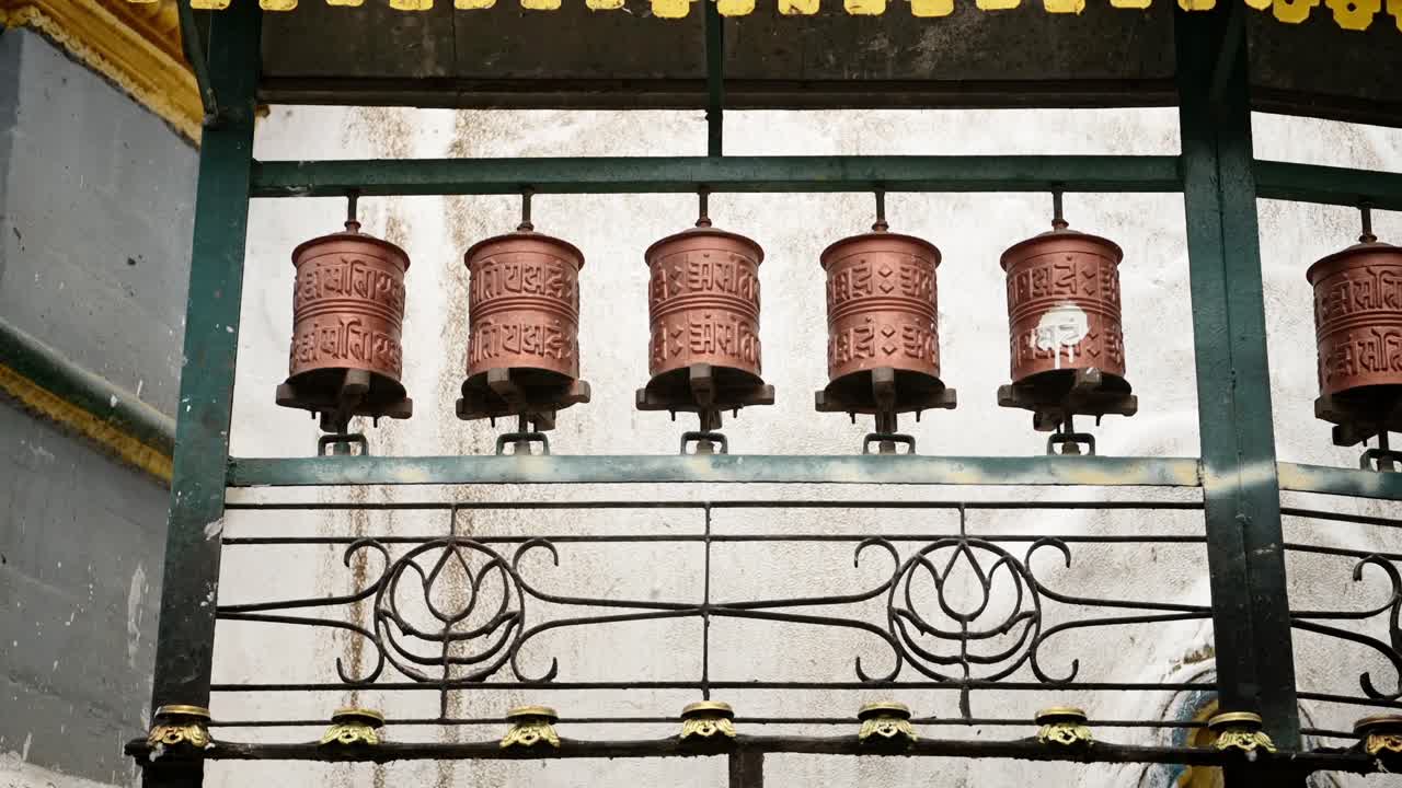 Tibetan Prayer Wheels at a Buddhist Temple