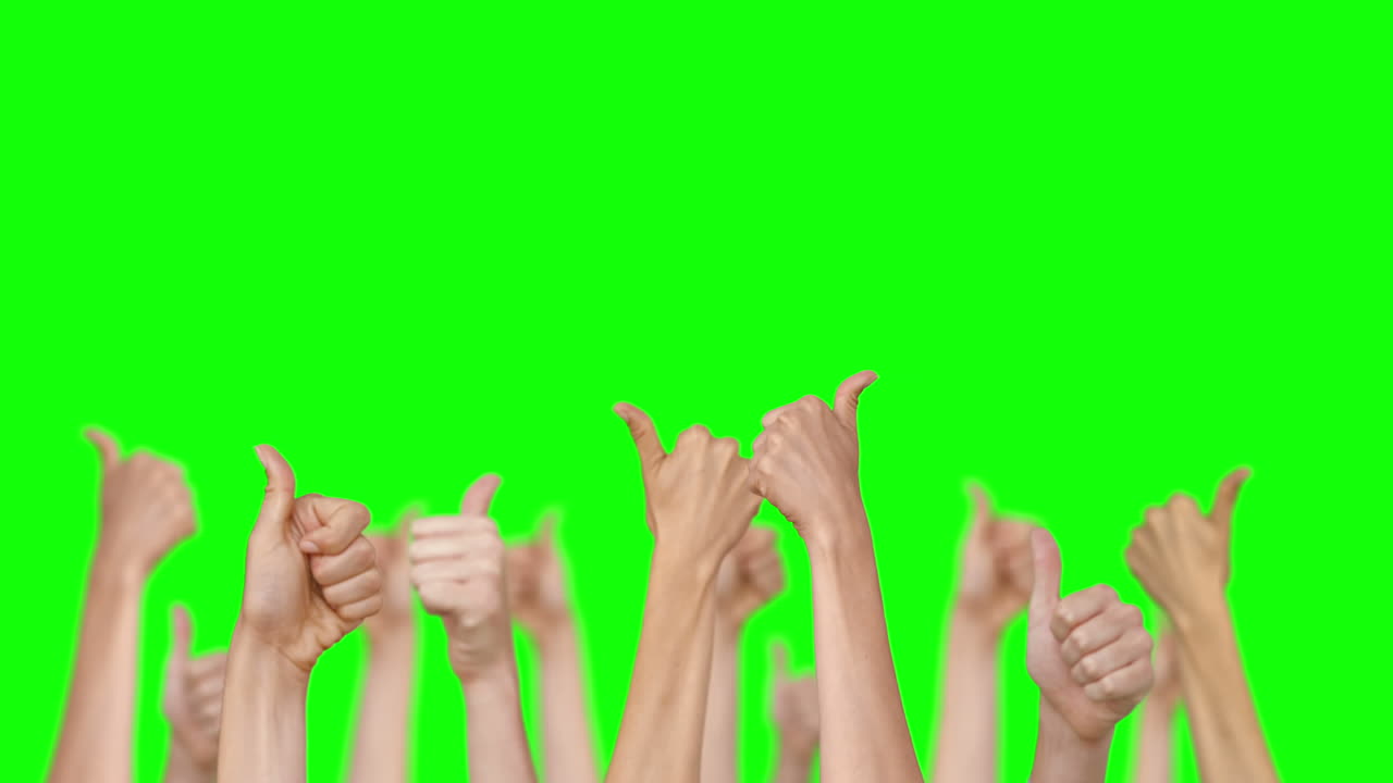 Many hands showing thumbs up