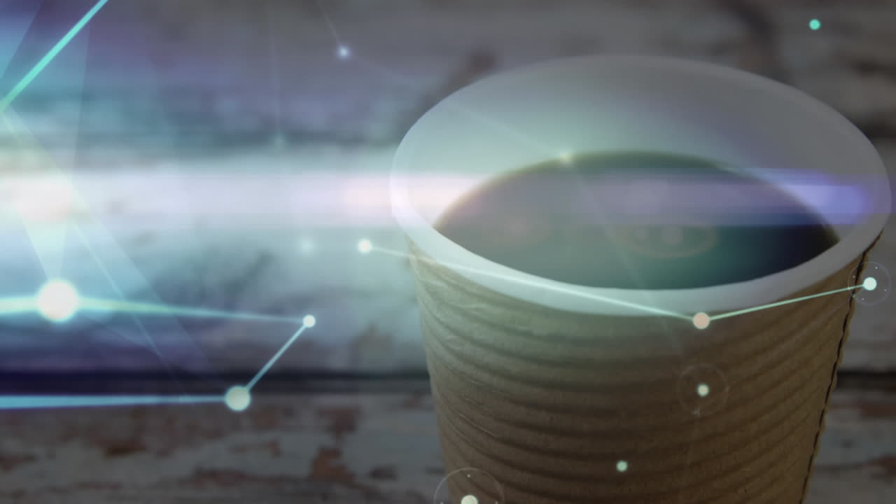 커피 한 잔을 통해 연결 네트워크의 애니메이션