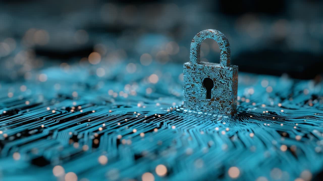 A Detailed Exploration of Digital Security: Locking Down Data Integrity in a High-Tech Environment with Innovative Circuit Designs and Vibrant Lighting Effects