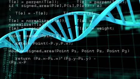 Animation-of-dna-strand-and-scientific-data-processing