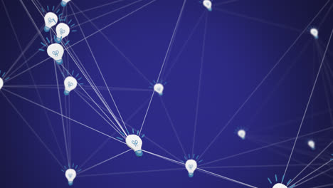 digital animation of network of bulb icons against blue background