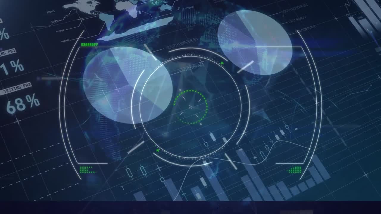 vídeo del procesamiento de datos financieros sobre un fondo oscuro