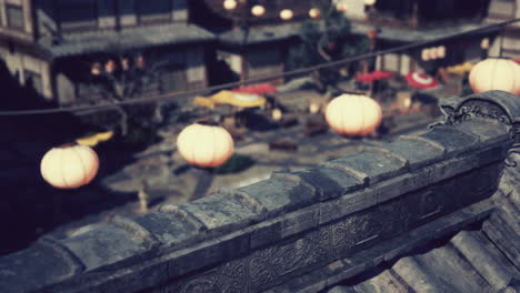 rooftop view of an asian village at night