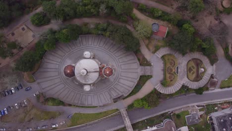 Top-down-of-Jardim-do-Sameiro-with-a-Piedade-e-Santos-Passos-church,-aerial